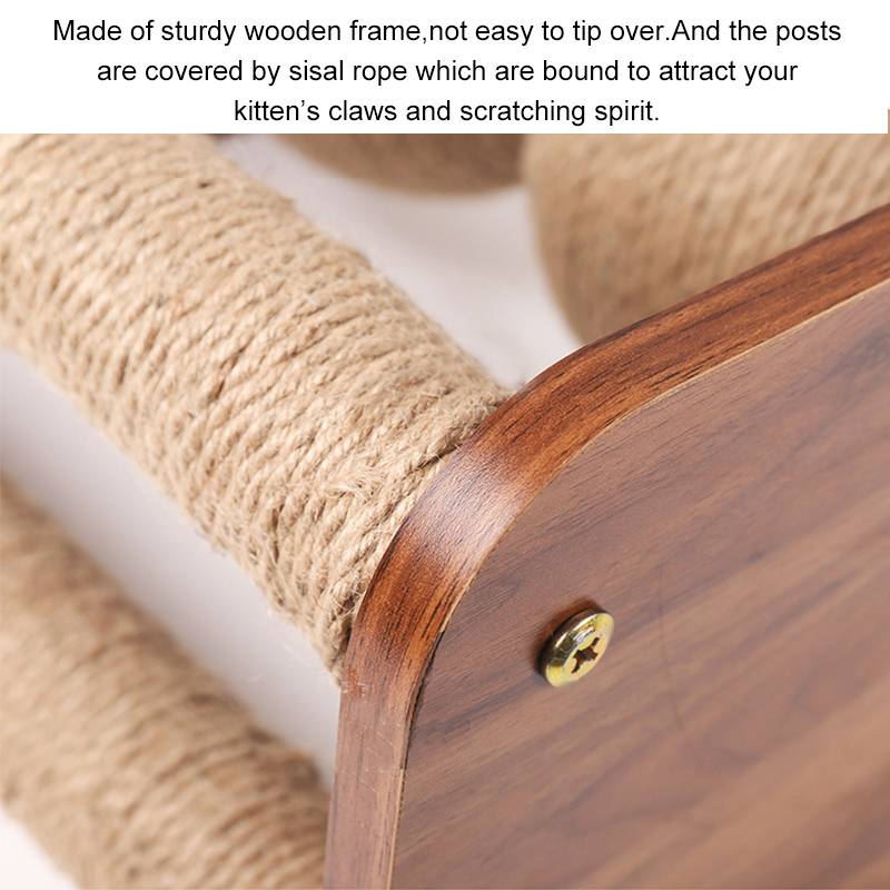 Simple Small Wooden Vertical Sisal Cat Scratching Post