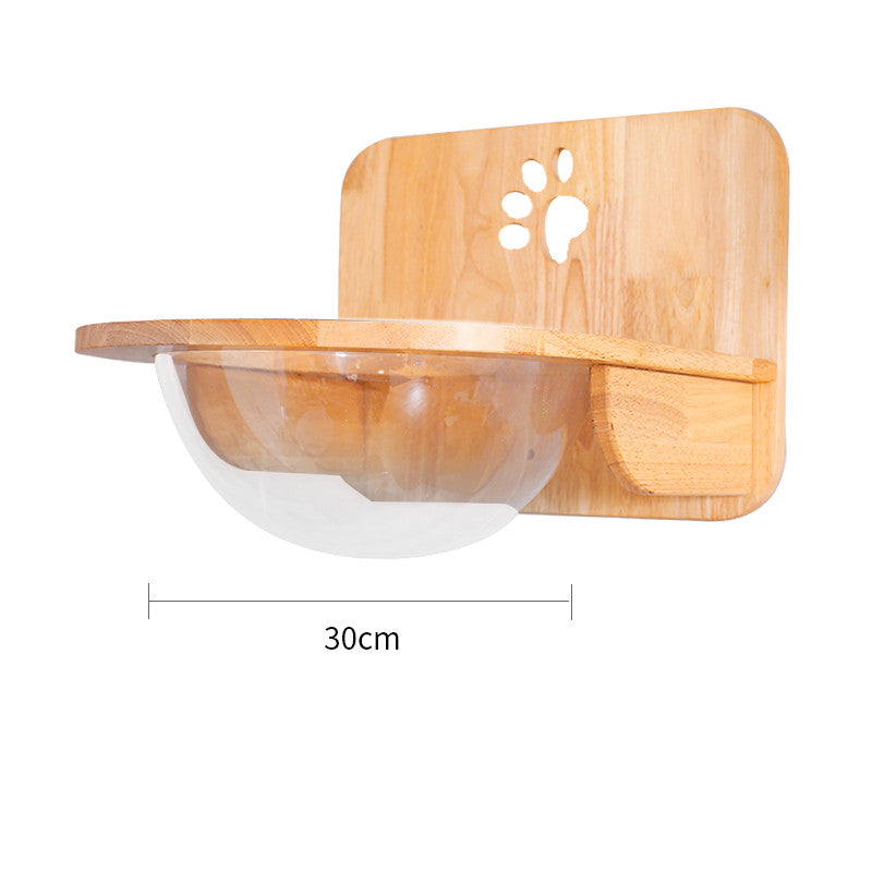 Solid Wood Wall Mounted Sisal Cat Toy Platform – Grabbing & Grinding Board