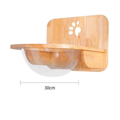 Solid Wood Wall Mounted Sisal Cat Toy Platform – Grabbing & Grinding Board
