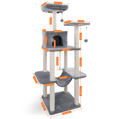 Luxury Cat Tree Tower with Double Condos & Spacious Perch