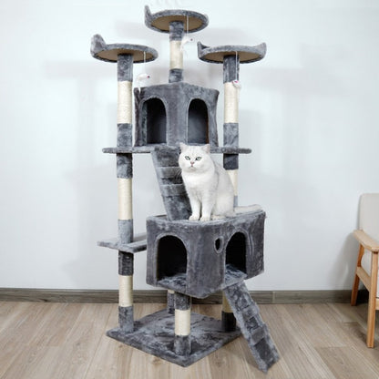 Large cat tree climbing frame with integrated jumping platform and sisal column
