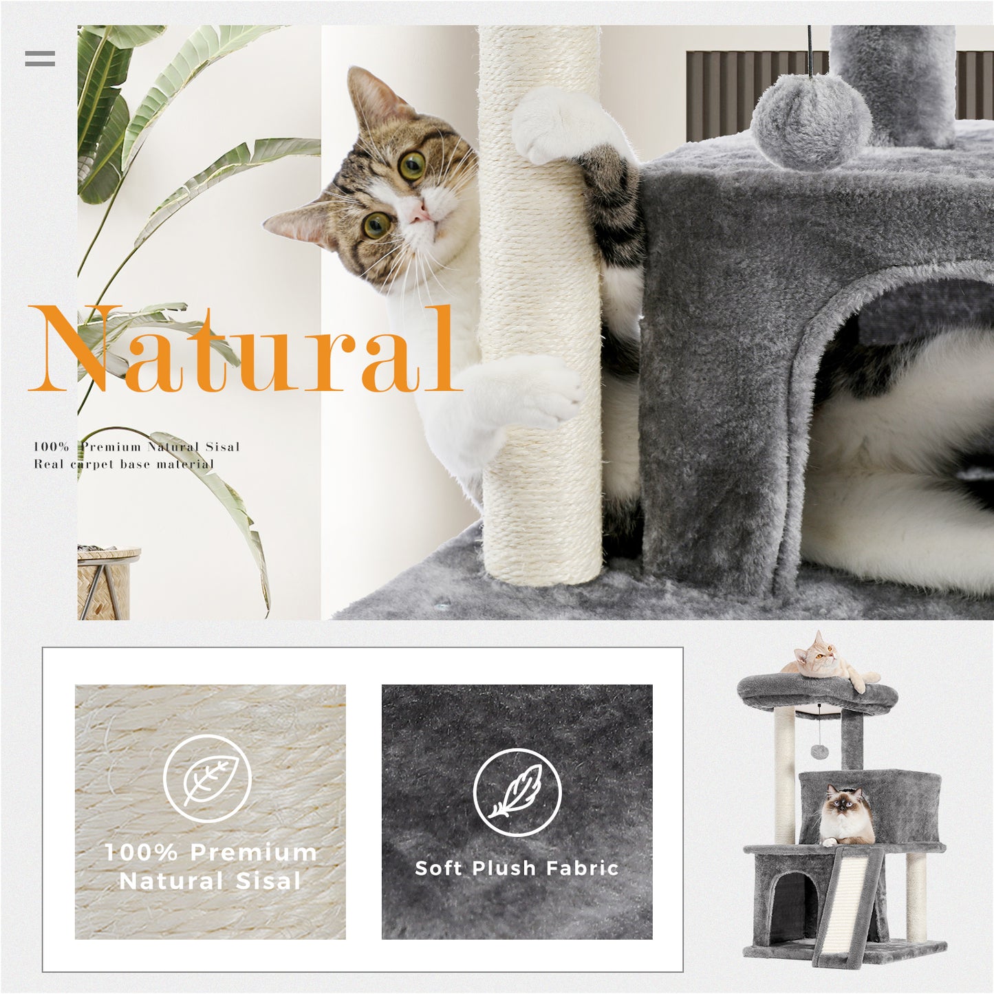 Luxury Cat Tree Tower with Double Condos & Spacious Perch